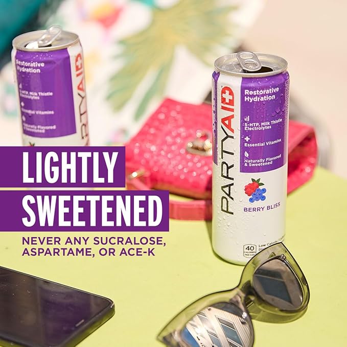 PARTYAID Rehab Blend, Feel Good Tonight and Tomorrow, Contains 5-HTP, B-Complex, Milk Thistle, Electrolytes, No Artificial Flavors or Sweeteners, Caffeine-Free, 12 Fl Oz (Pack of 12)
