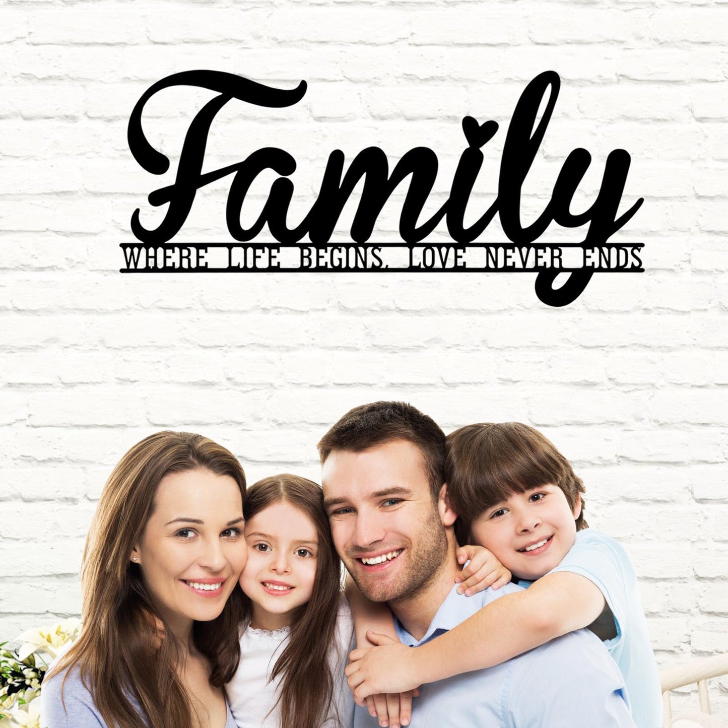 AHYS Family Wall Decor Rustic Metal Family Signs for Farmhouse Home Living Room Bedroom Decor - 16.5"X7.5"