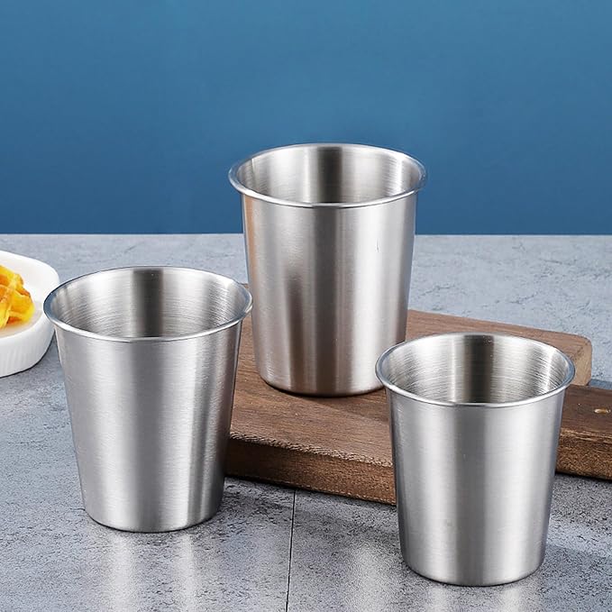 Tosnail 8 Pack 8 oz Stainless Steel Cups, Small Metal Cups, Unbreakable Drinking Glasses, Water Tumblers