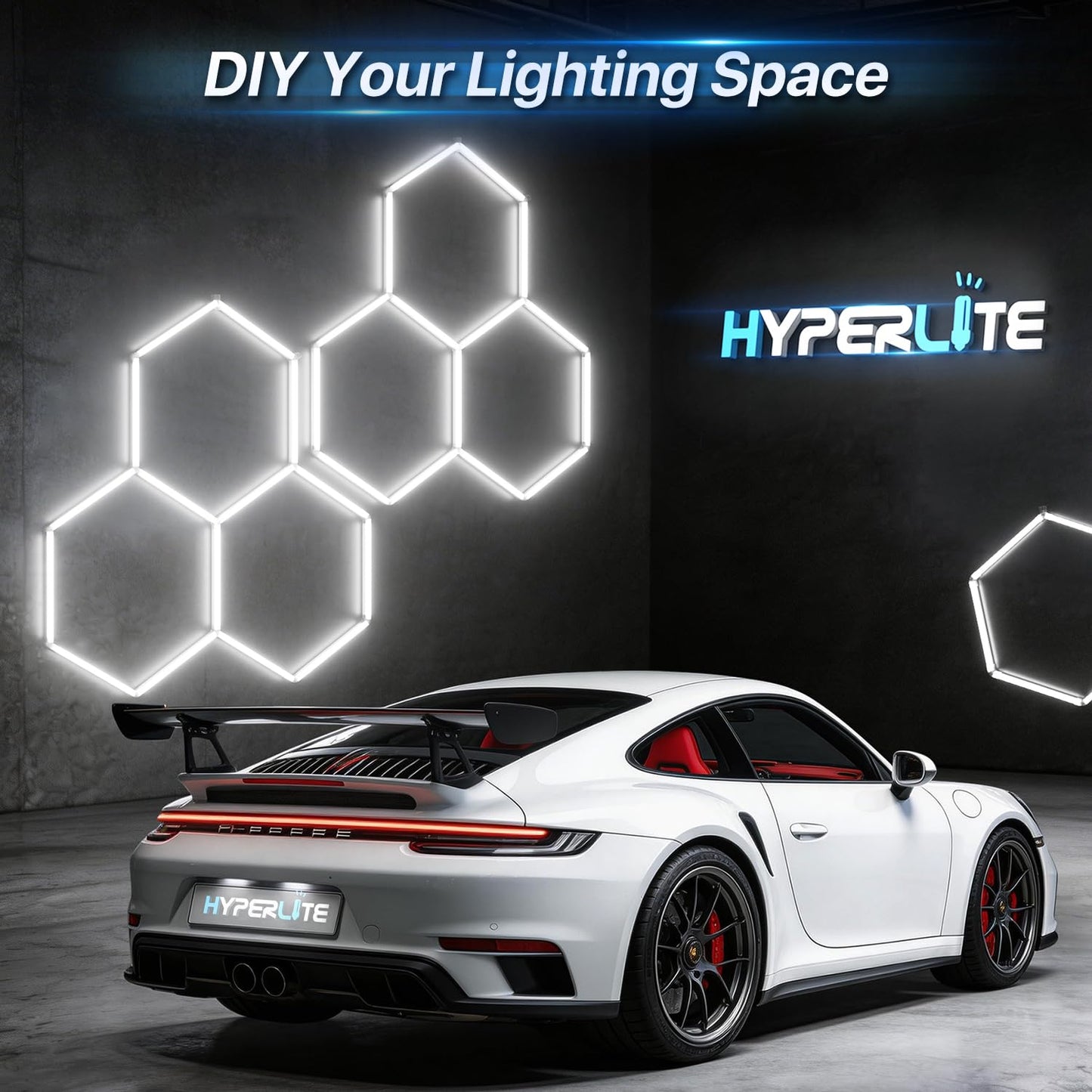 HYPERLITE Gen II Hexagon Garage Lights: 168W 16800LM 5 Grids Hexagon Led Light, 6500K Ultra Bright Honeycomb Hex Lights, Durable Design for Garage, Shop, Basement, Barber, Homegym