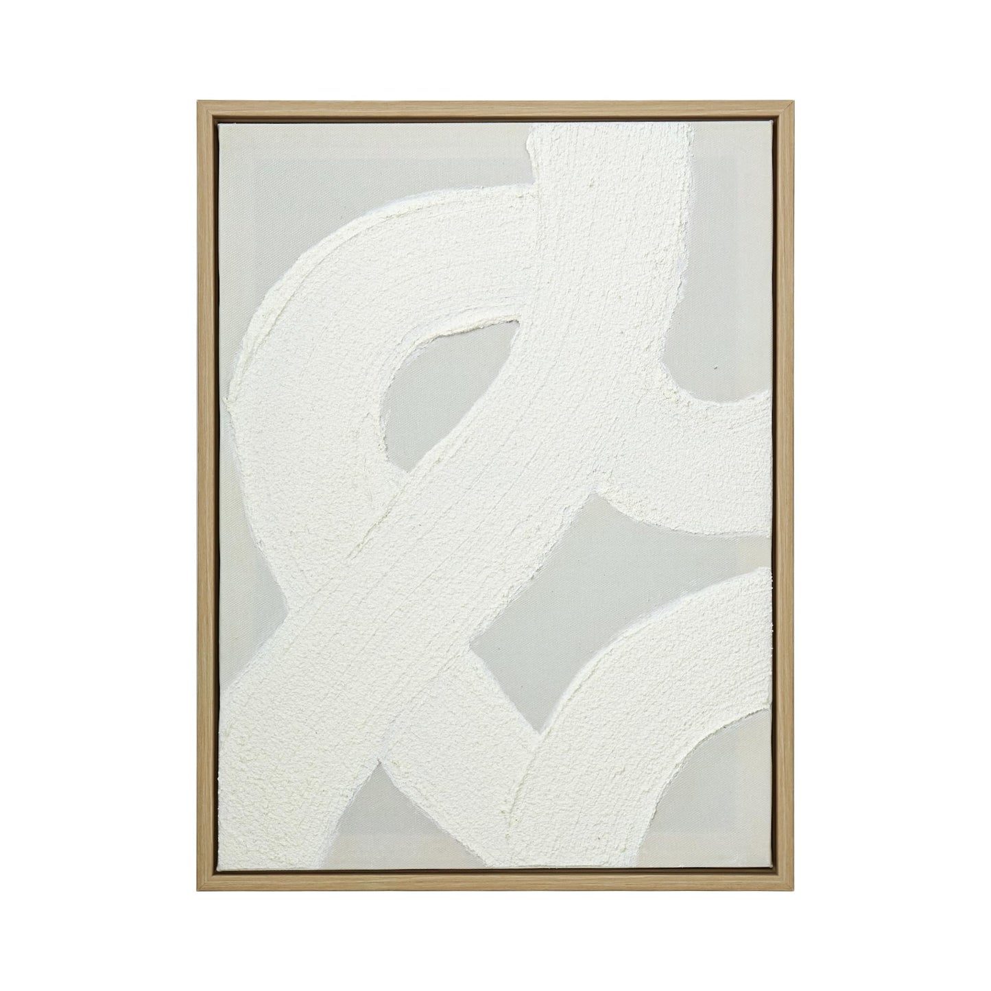 ArtbyHannah Textured Framed Wall Art, Neutral Paintings Hand-painted 3D White Wall Decor with Minimalist Beige Geometric Artwork for Hallway, Office, Hotel Decorations （11x 15 inch）