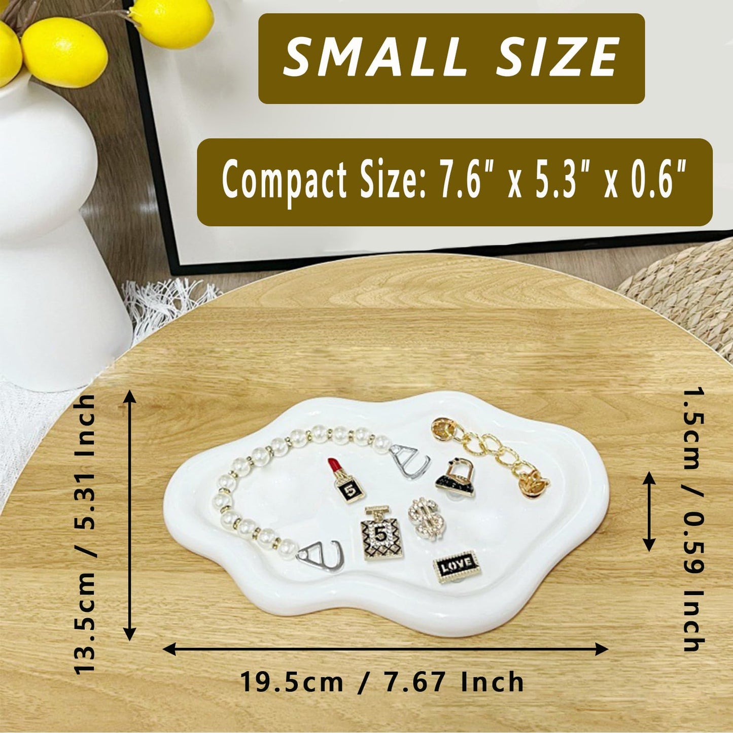 BROSEBEAQ Ceramic Jewelry Tray, Cute Cloud Tray, White Trinket Dish, Ring Holder for Vanity Bathroom Nightstand Decor, Small Ring Dish Birthday Gifts for Women, Jewlery Plate Bowl for Keys, Candles