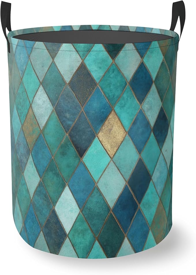 Laundry Hamper Foldable Oxford Cloth Moroccan Mosaic Laundry Basket With Handle Portable Clothes Storage Organizer Basket Storage Bag For Laundry Room/Bedroom/Bathroom