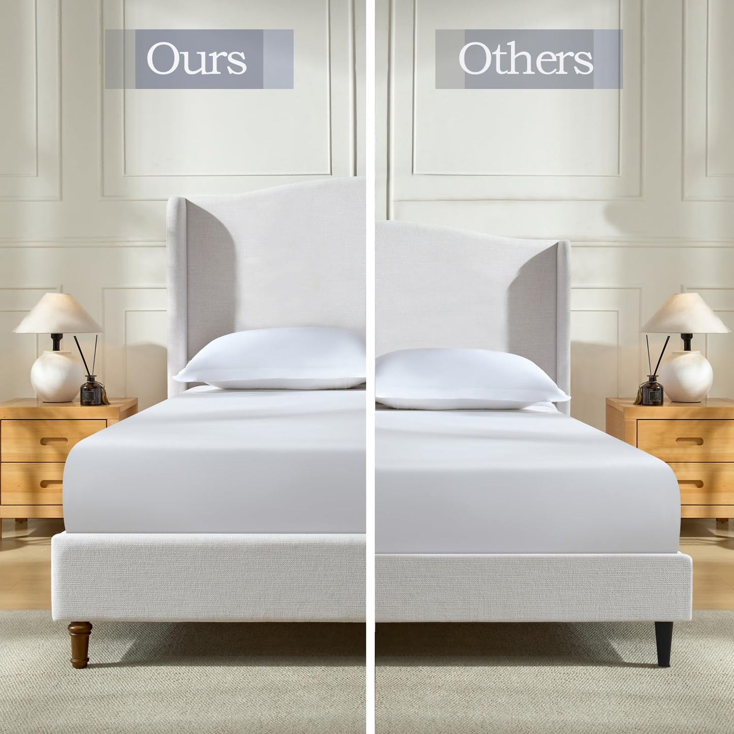 GDFStudio Tall Headboard Upholstered Bed,Queen Size Platform Bed Frame with Headboard Wingback,54" High No Box Spring Needed Easy Assembly Minimalist Designs Premium Textured Canvas Chenille