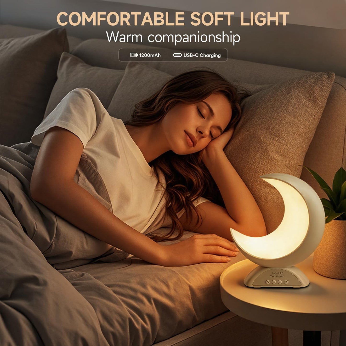 Pulselala Touch Moon Table Lamp with RGB Adjustable Light, Scene Mode and Music Mode, Warm White LED Moon Light, Suitable for Home Decoration, Bedroom Living Room Desk.