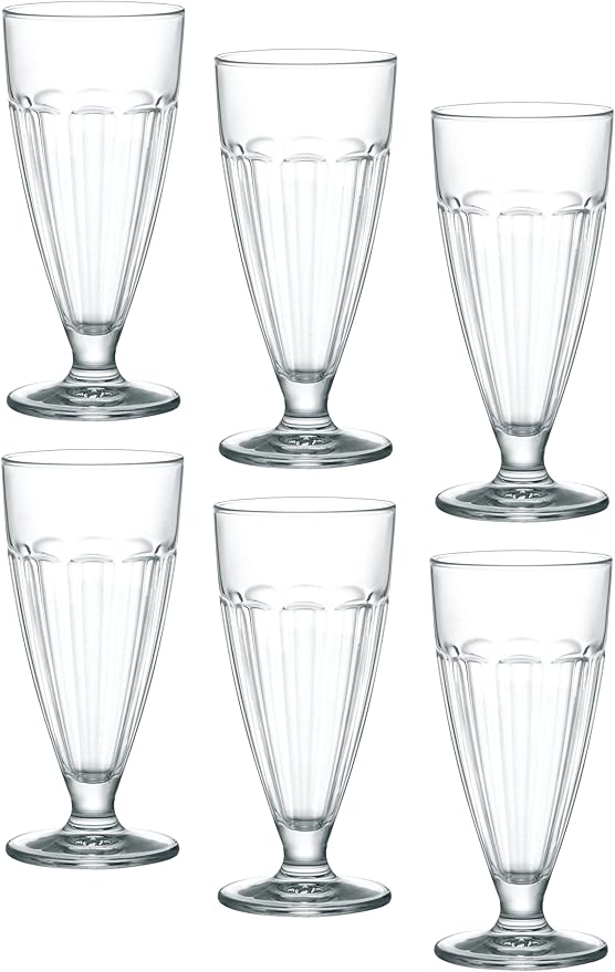 Bormioli Rocco Rock Bar 12.5 oz. Stackable Dessert Glass for Ice Cream Sundaes, Milkshakes, or Smoothies, Set of 6, Clear