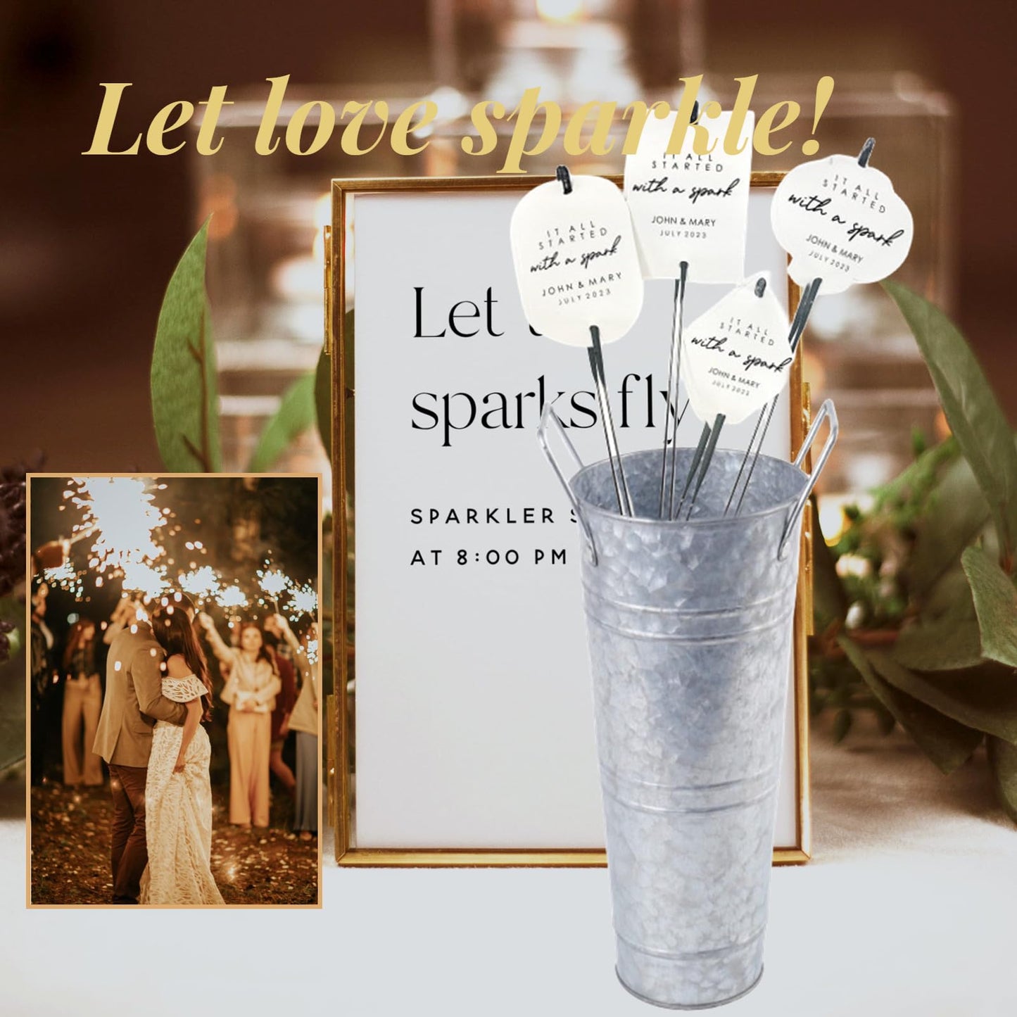 ZOOFOX Set of 4 Galvanized Metal Vases, 9" Farmhouse French Bucket with Handles, Rustic Style Metal Flower Holder for Home and Wedding Table Centerpiece Decor, with Plastic Liner/Insert Included