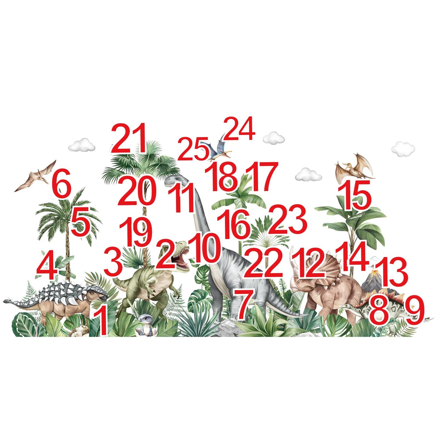 decalmile Large Dinosaurs Wall Decals Dino Animal Tropical Palm Tree Wall Stickers Living Room Baby Nursery Kids Room Home Decor(XXL)