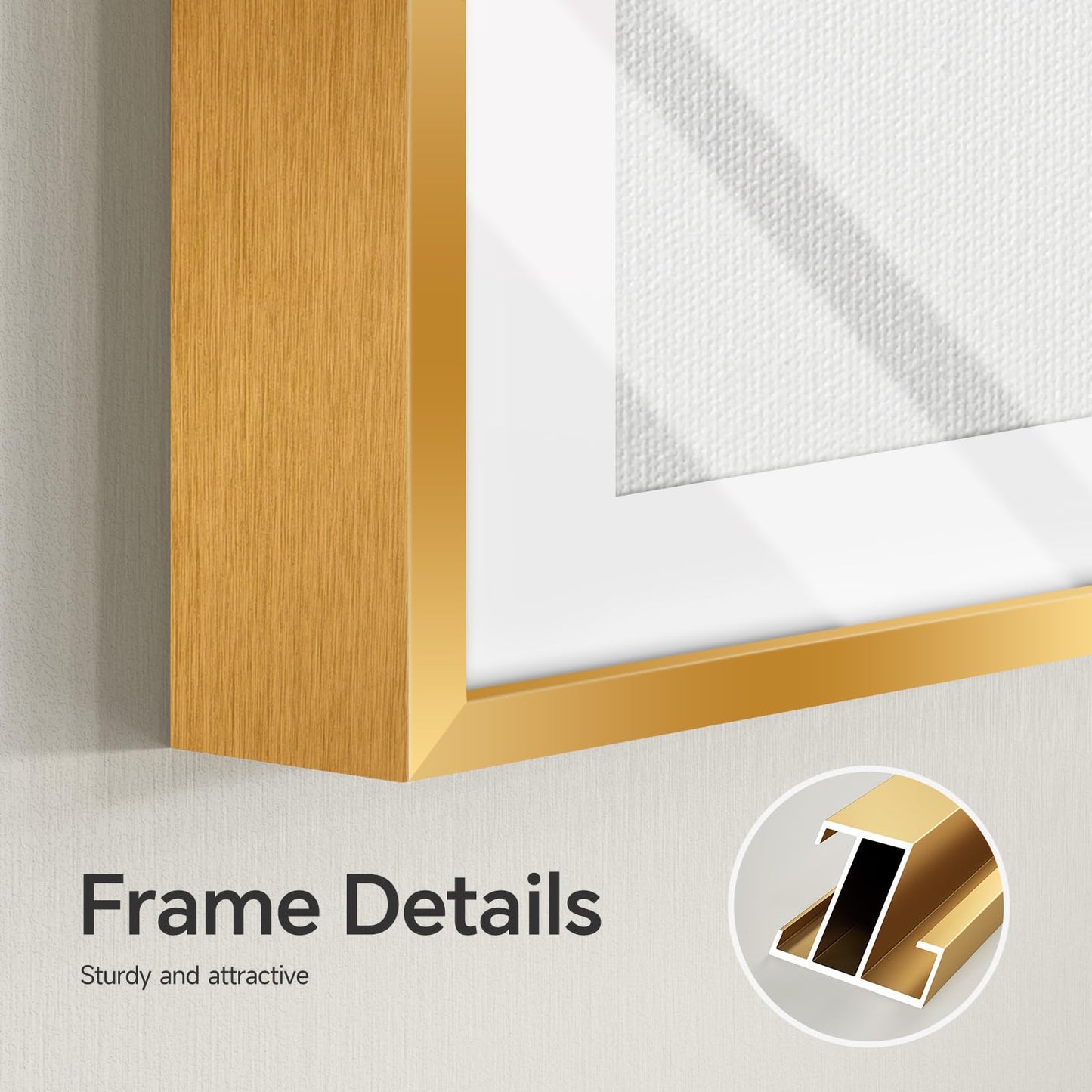 4 Pcs Framed Modern Gold and White Wall Art, Luxury Minimalist Canvas Pictures Prints, Geometric Painting Artwork Home Decoration for Hallway, Bathroom, Dining Room and Living Room