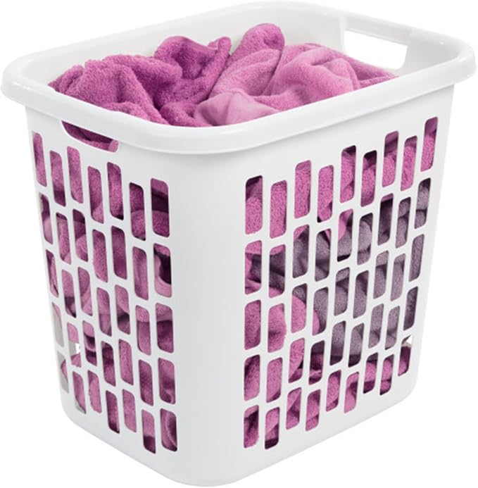 Sterilite Ultra Easy Carry Plastic Dirty Clothes Laundry Basket Hamper with Integrated Handles and Ventilation Holes, White (8 Pack)