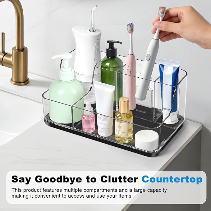 Black Cosmetic Storage Box Dressing Table & Bathroom Counter Storage Lipstick & Brush Beauty Organizer Dressing Table Skincare Organizer Suitable for Bathroom, Living Room, and Kitchen Storage