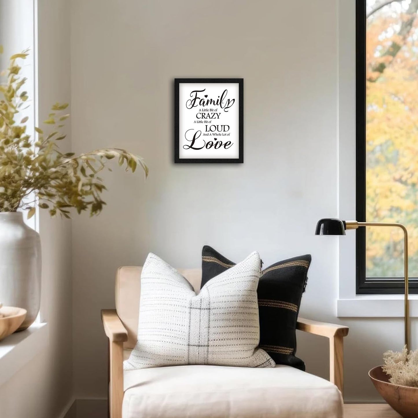 Framed Family Wall Art Home Decor 8x10 Inches, Black and White Inspirational Wall Decor A Whole lot of Love Canvas Picture Prints Minimalist Sign Quote for Living Room Bedroom Dining Room