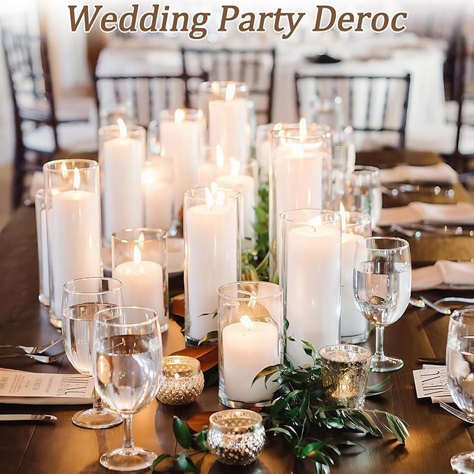 White Pillar Candles Bulk Set of 3，Hurricane Candlesï¼? Different Lengths 2 x 3/6/8 Inch，Dripless Unscented Smokeless，Gives You a Better Atmosphere When Organizing an Event Party.