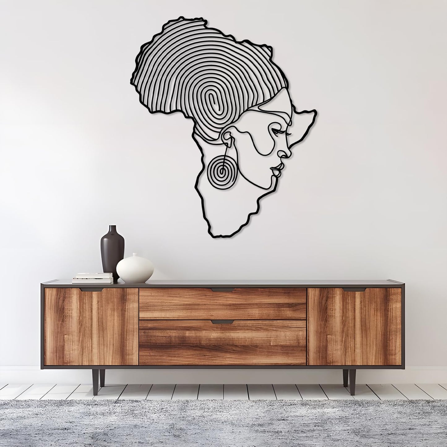Metal African Woman Wall Art, Black History Wall Decor with Woman Figure, Modern Tribal Style Decor, Cultural Wall Hanging for Living Room Office, Ethnic Art Ready to Hang (Gold, 24x20in|60x51cm)