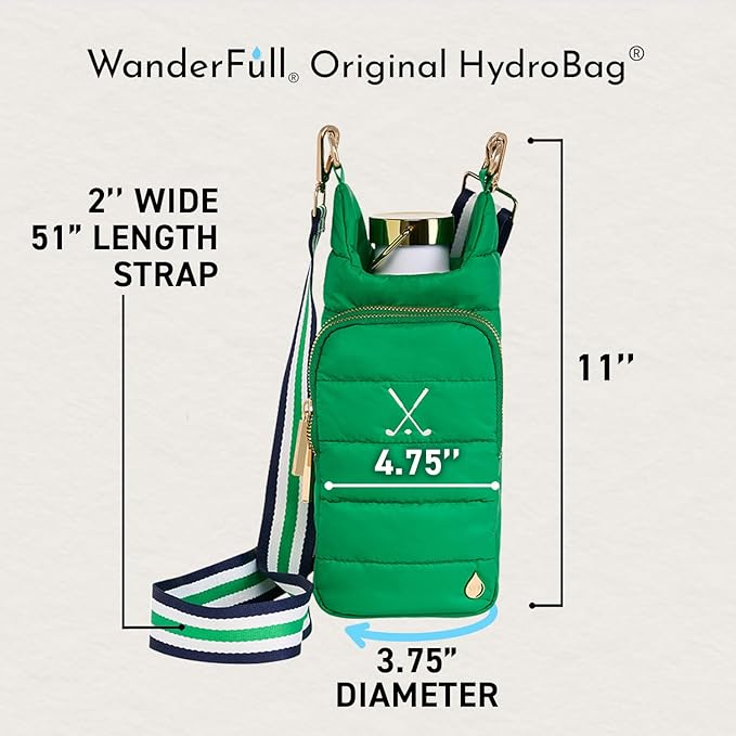 WanderFull® Original HydroBag® Collection, Water Bottle Holder w/Strap & Phone Pocket, Hands-Free Crossbody Water Bottle Bag