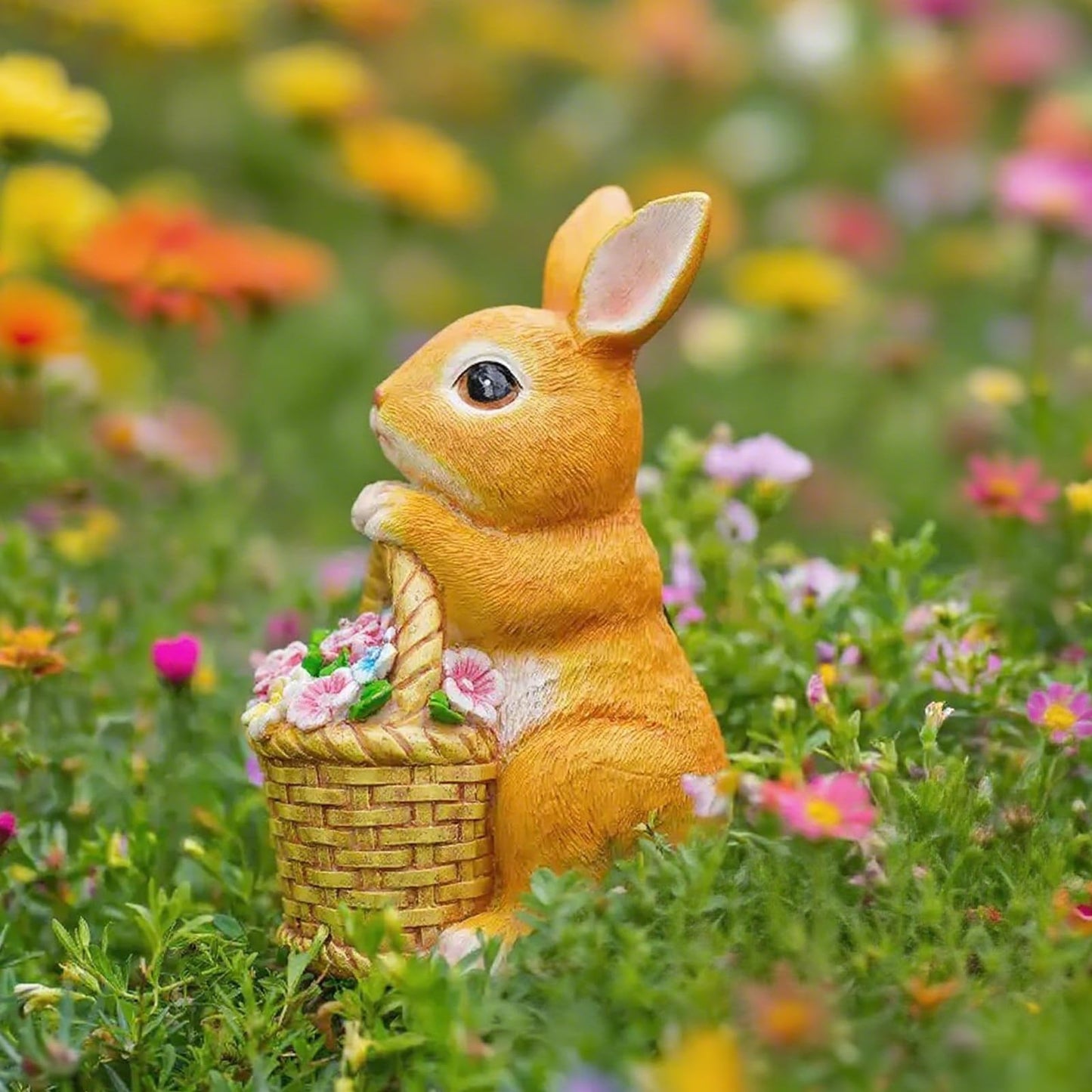 Fyrelly Solar-Powered Light-Up Rabbit Garden Statue, 6x5x8.5 Inches Waterproof Outdoor Decor for Yard Lawn Patio Porch Balcony, Ideal Easter Christmas for Mom Grandma Women