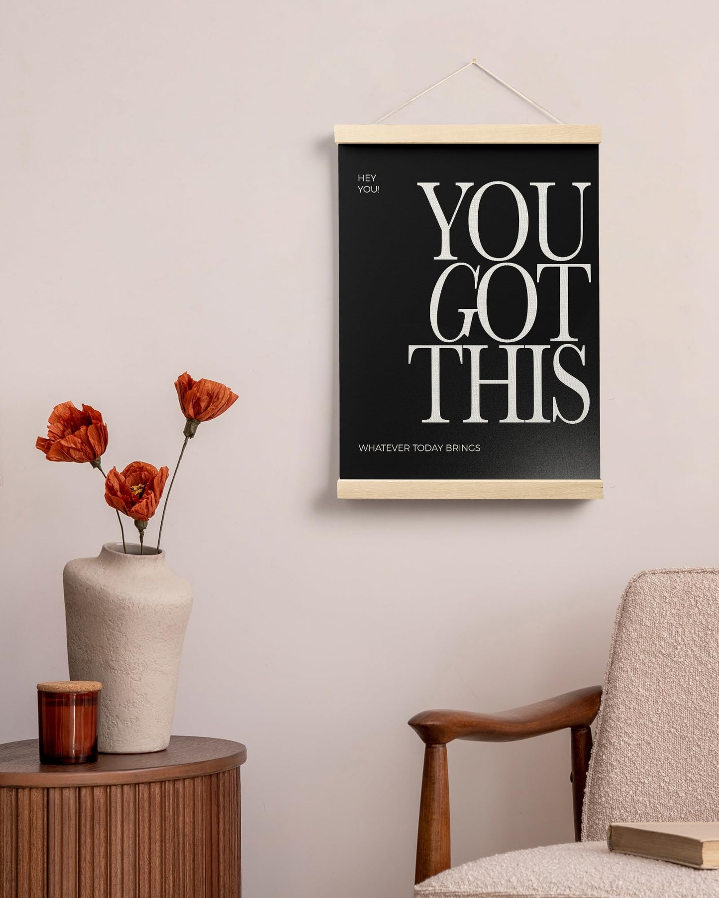 FGFK Inspirational Wall Art Poster Hanger Frame, You Got This Positive Affirmation Motivational Quote Canvas Prints Framed Wall Decor for Home Living Room Office, 12x16 Inch