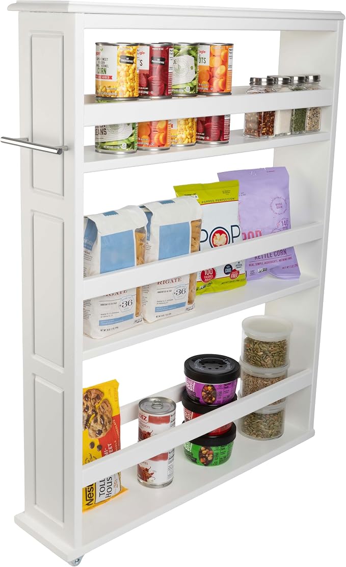 Lavish Home 3-Tier Slim Rolling Storage Cart - 25” x 5.7” Narrow Rolling Cart with Handle and Wheels for Bathroom, Laundry Room, and Kitchen Organization - Pull-Out Home Organizers (White)
