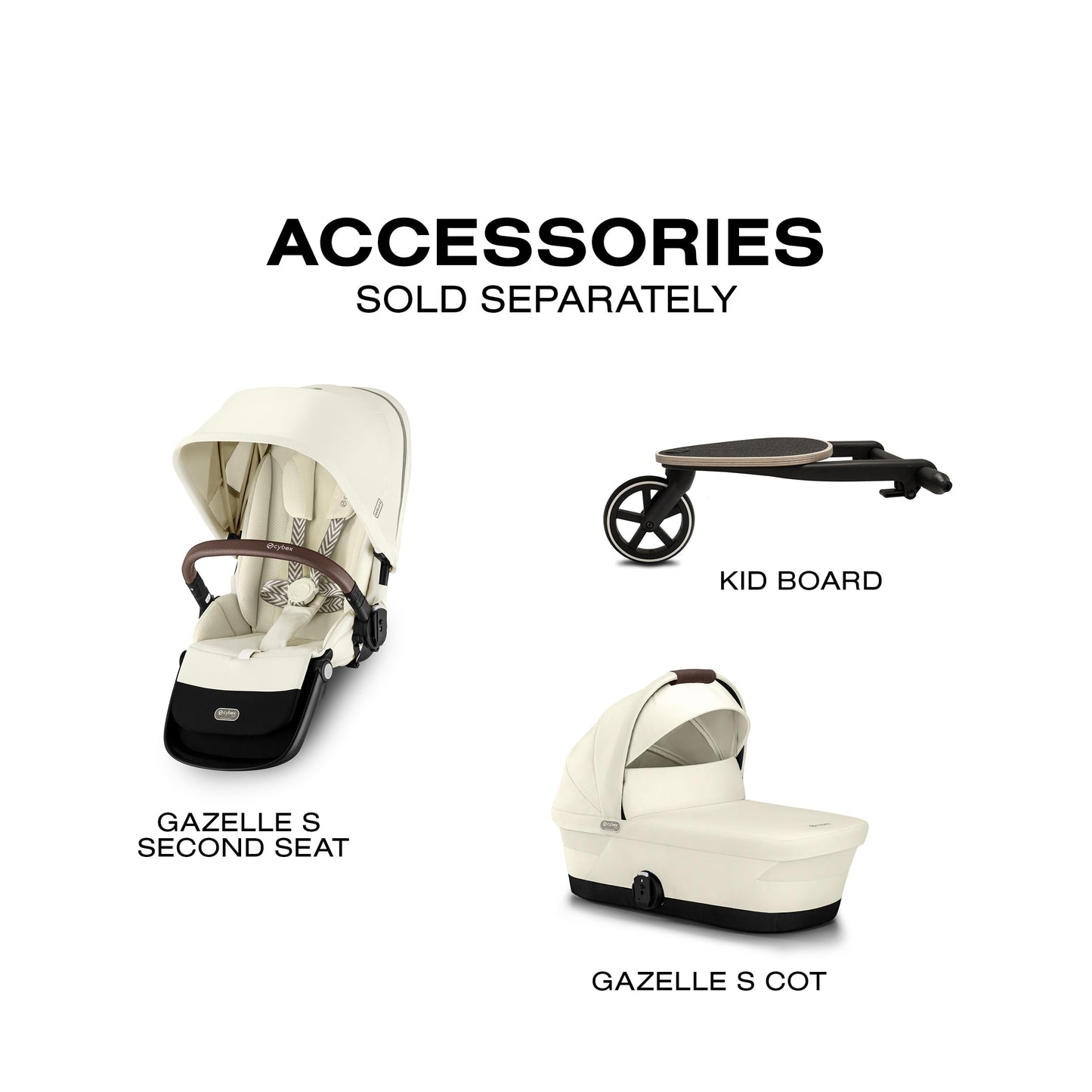 Cybex Gazelle S Stroller Modular Double for Infant and Toddler Includes Detachable Shopping Basket Over 20+ Configurations Folds Flat Easy Storage, Seashell Beige, 1.0 Count, 28.4 pounds