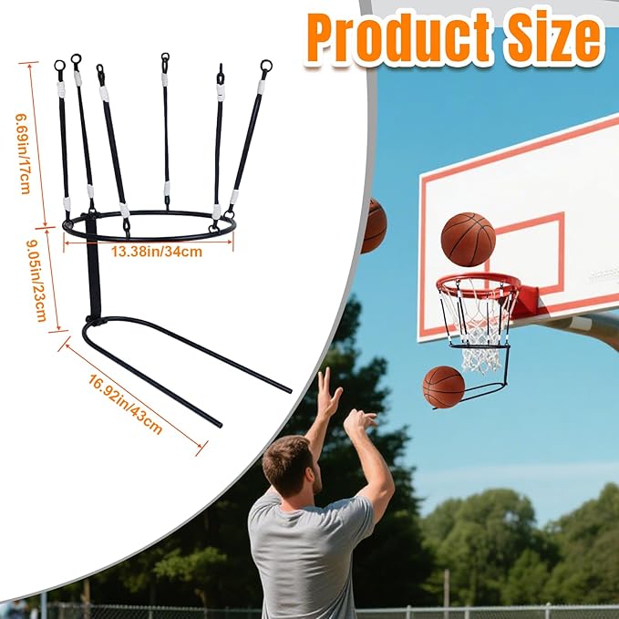 Basketball Return Attachment,Heavy Duty Basketball Rebounder Accessories for Outdoor and Indoor Use,Great for Solo Play and Practice,Black