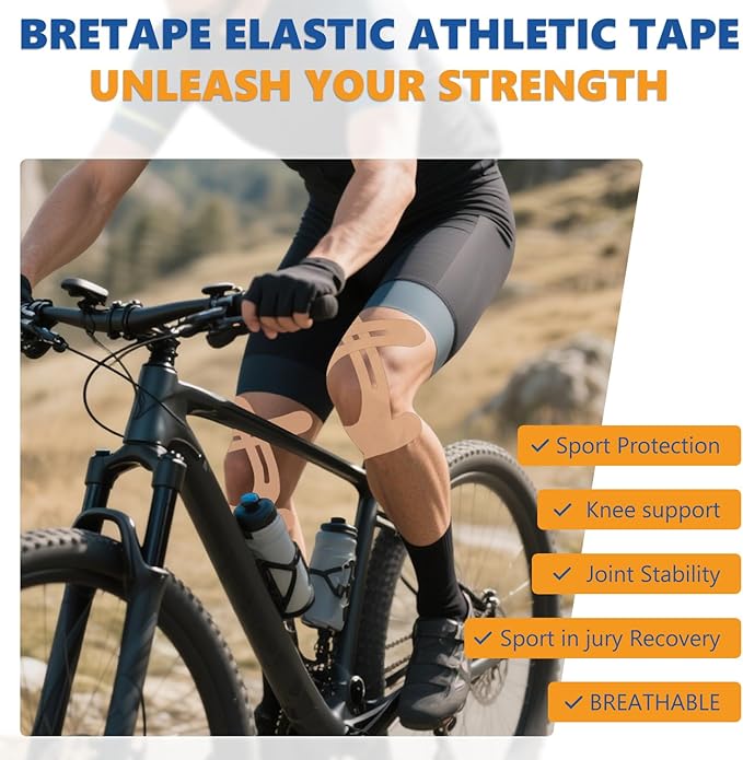 Precut Kinesiology Tape for Knees ??14 PCS Knee Tape for Pain Relief & Support, Elastic Waterproof Sports Tape, Breathable & Latex-Free, Pre Cut Athletic Tape for Workout & Injury Recovery, Beige