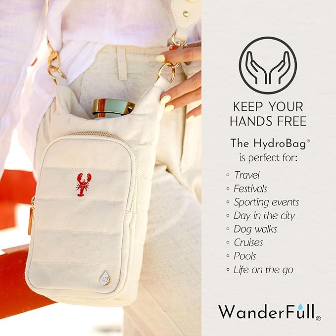 WanderFull® Original HydroBag® Collection, Water Bottle Holder w/Strap & Phone Pocket, Hands-Free Crossbody Water Bottle Bag