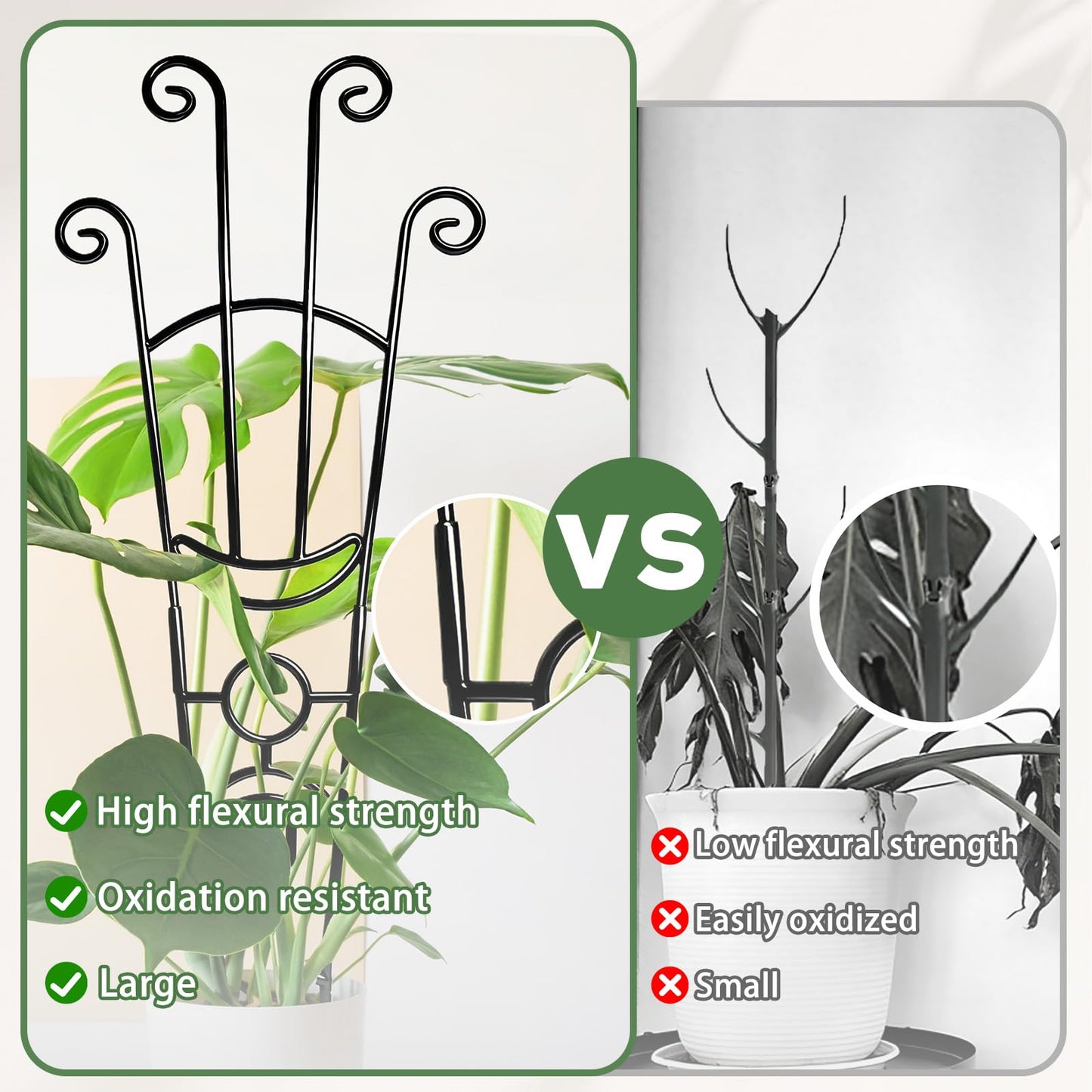 32.6in Monstera Plant Support Stakes for Indoor Plants, Metal Garden Plant Trellis for Climbing Plants, Pothos Vine Snake Climber Support，4p