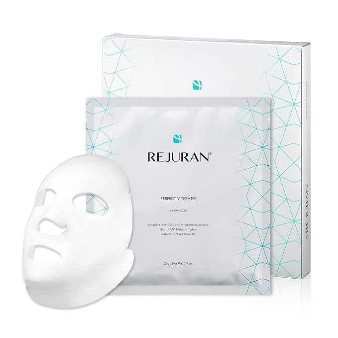 REJURAN® Perfect V Tighter Dual-Sheet Lifting Sheet Mask, c-PDRN® (4ea) ??Face & Jawline Lifting and Firming Original PDRN & Purecolla, Deep Moisturizing, Skin Tightening Anti-Aging Korean Skin Care