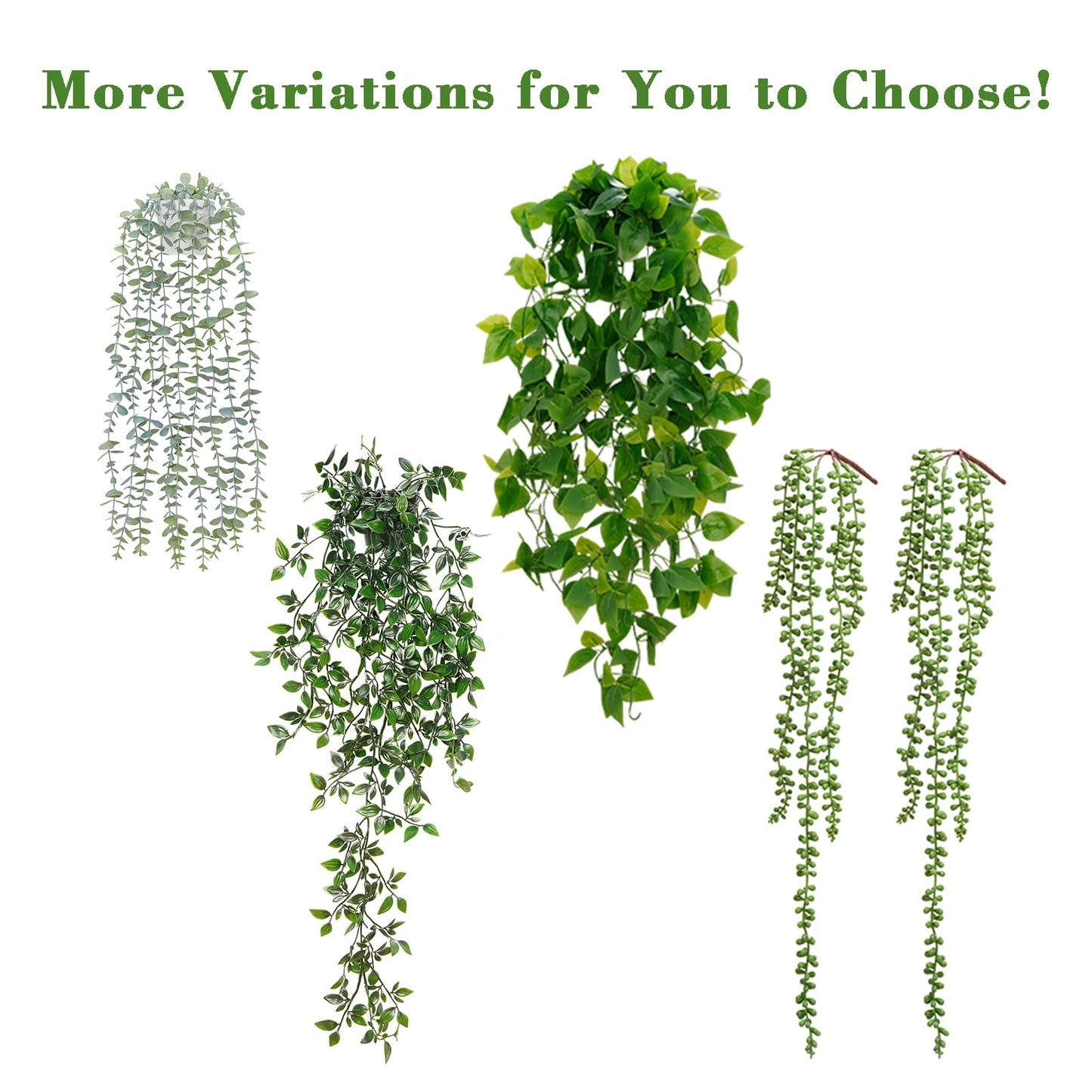 BLEUM CADE Fake Hanging Plants, 2pcs Artificial Hanging Potted Plant, Faux Mandala Vines Hanging Plant Greenery for Wall Shelf Home Living Room Indoor Outdoor Decor