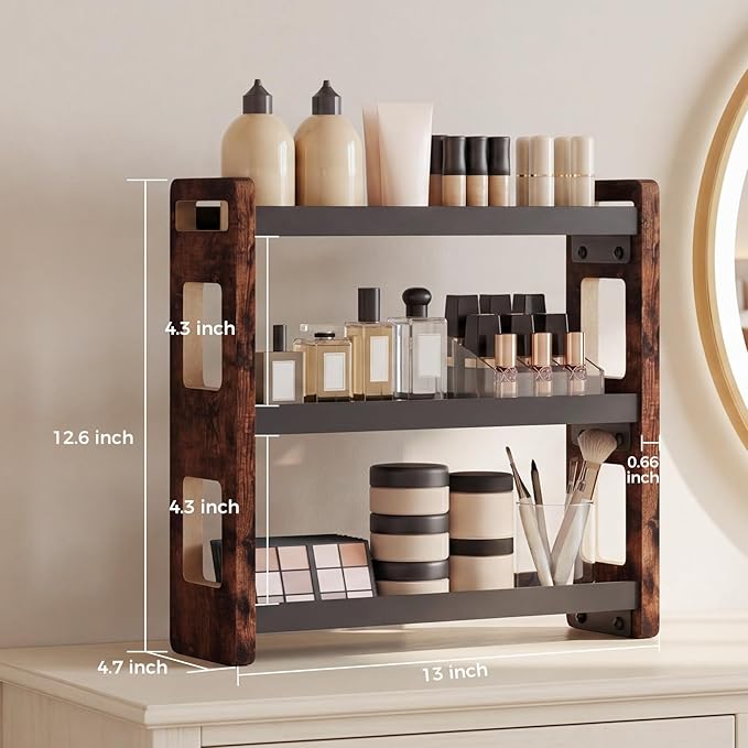 Bathroom Organizers and Storage,Bathroom Counter Organizer,Bathroom Counter Shelf,Bathroom Sink Organizer,Vanity Organizers,Vanity Storage,Perfume Display,Perfume Storages(Brown 3 Tier)