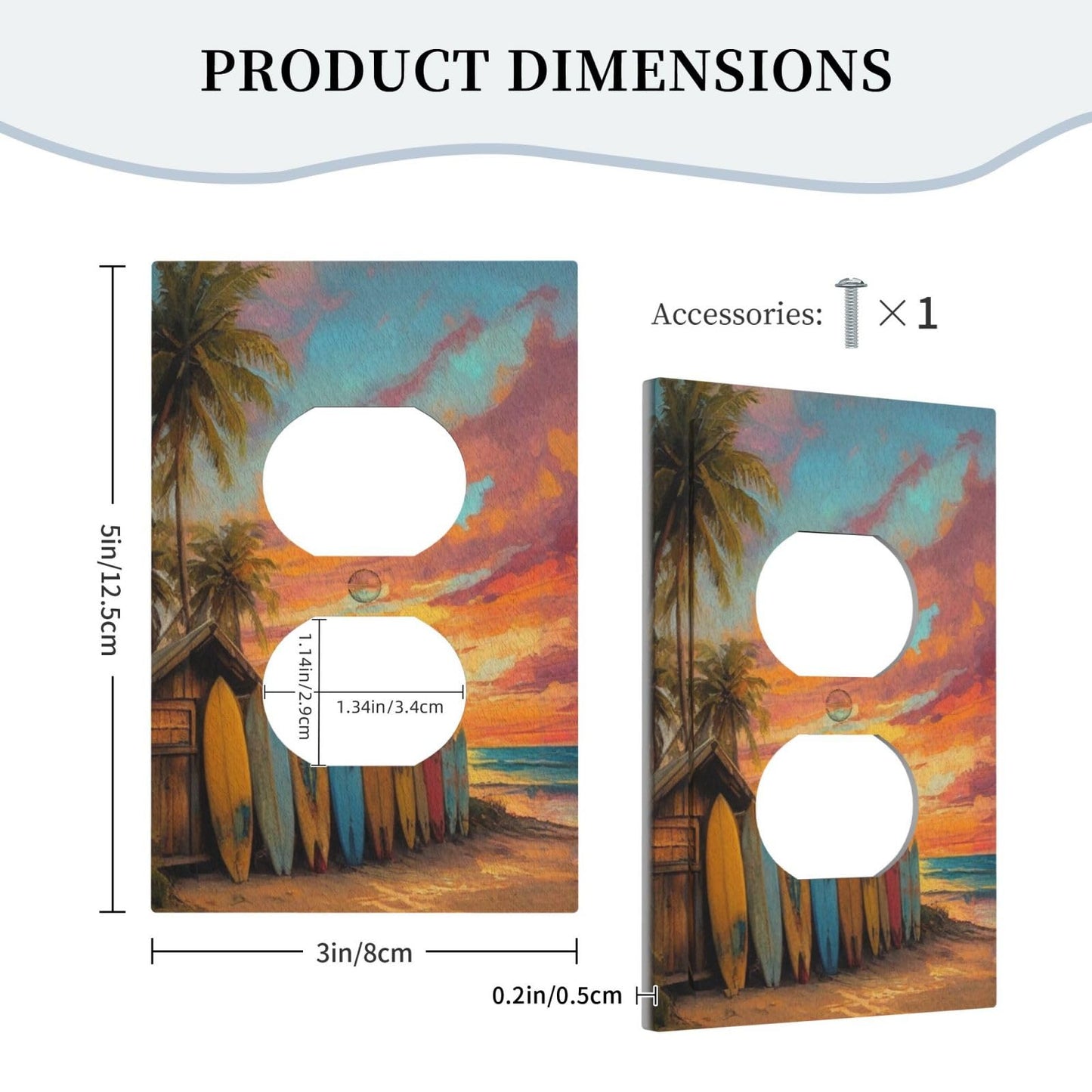 Decorative Art Light Switch Covers Sunset Surfboards 1 Gang Single Duplex Outlet Wall Plate Switchplate Electrical Faceplate for Home Decor