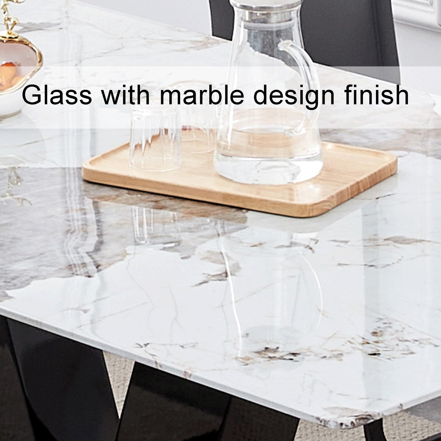 gopop Marble Dining Table,Modern Dining Room Table with Golden Stainless Steel Base,Marble Kitchen Table for 8 People,71'' Gold Dining Table Ideal for Living Room Home Office