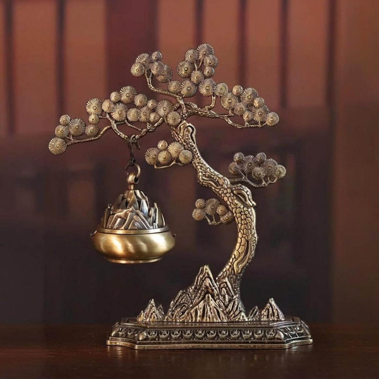 Zen Forest Hanging Incense Holder Burner with Detachable Ash Collector - Brass Dual-Fuel Altar for Meditation Yoga, Portable Spiritual Studio Decor, Zen Space Essentials