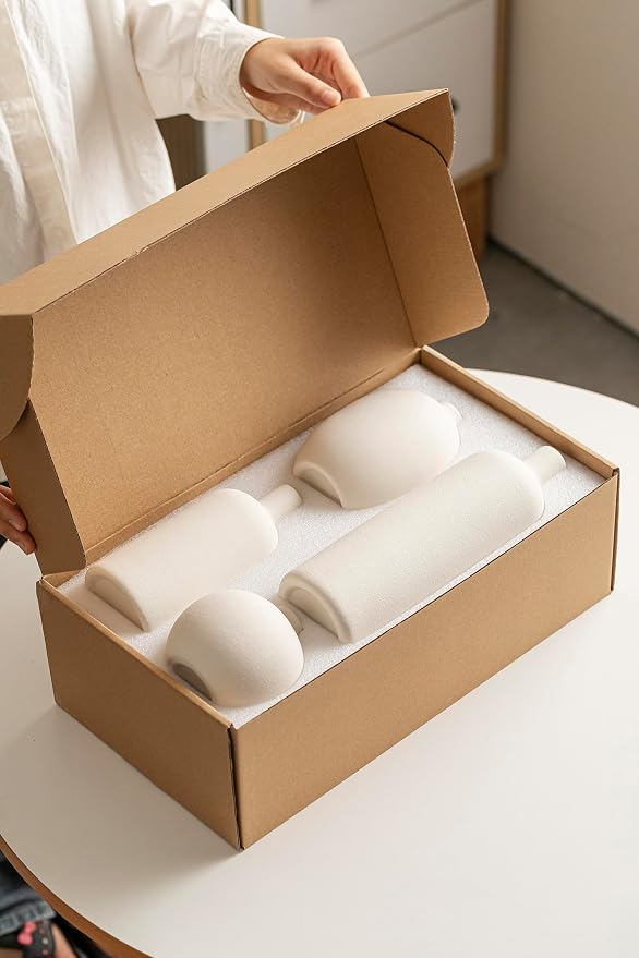 Modern Ceramic Vase Set, White Colors, Decorative Vases for Home Decor, 4 Piece Collection (White)