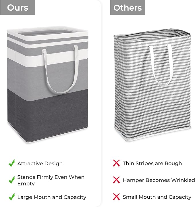 HomeHacks 4-Pack Large Laundry Basket,75L Each Waterproof, Freestanding Laundry Hamper, Collapsible Tall Clothes Hamper with Extended Handles for Clothes in the Dorm and Family-Gradient Grey