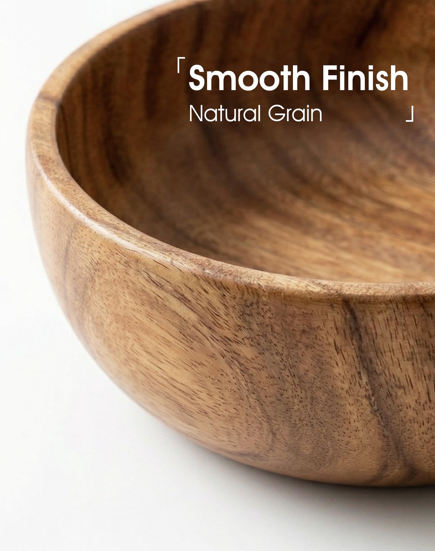 GleeNflux Acacia Wood Salad Bowl Set, 3-Piece Natural Solid Wood Serving Bowls, Handcrafted & Hand-Polished, Wooden Salad Bowls for Kitchen & Dining for Pasta, Yogurt, Fruit, Snacks & Gift Giving