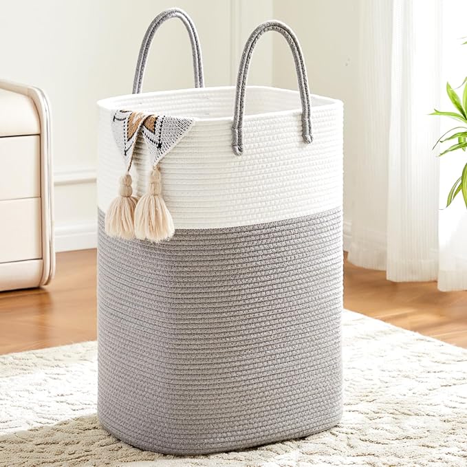Artfeel Laundry Basket,Woven Cotton Rope Laundry Hamper,60L Versatile Storage for Dirty Clothes,Baby Toys,and Blankets in Bathroom, Nursery,and Living Room