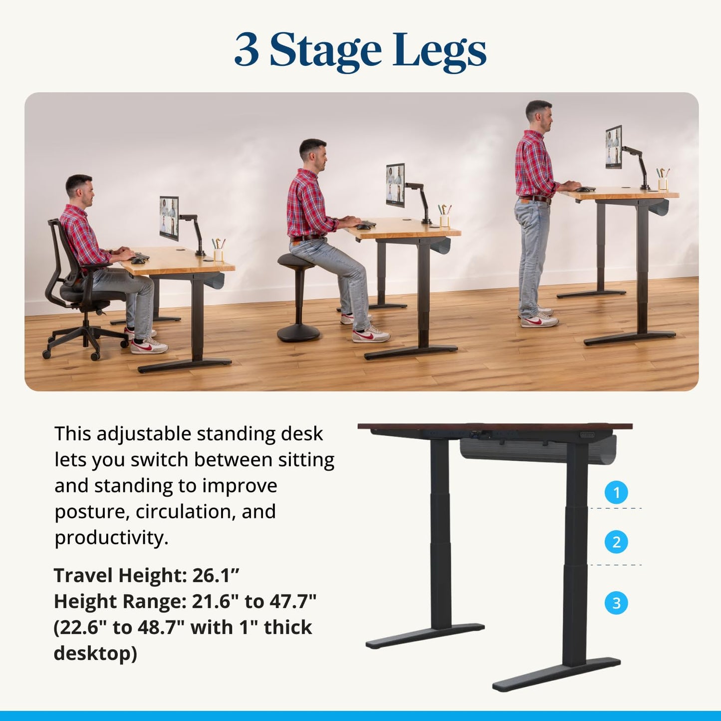 UPLIFTDESK V3 2-Leg Ash Gray Laminate Wood Standing Desk – Adjustable Height, Advanced 1-Touch Memory Keypad, Under Desk Cable Management, Wire Grommets & Rocker Board (Black -Frame, 72 x 30 inch)