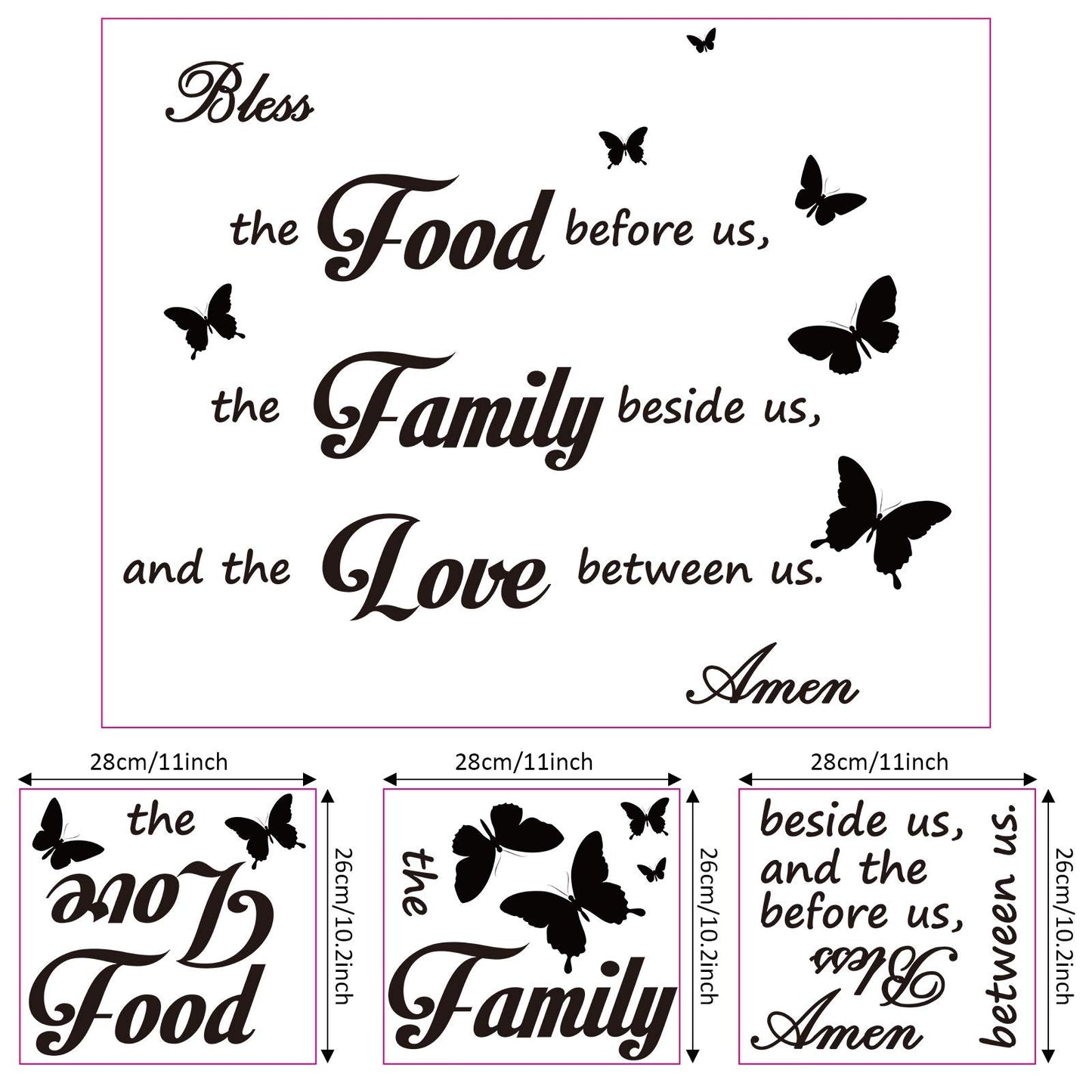 Kitchen Wall Stickers Dining Room Decor Dinner Prayer Sign Bless The Food Before US Sign Family Stickers for Home Wall Decorations(2)