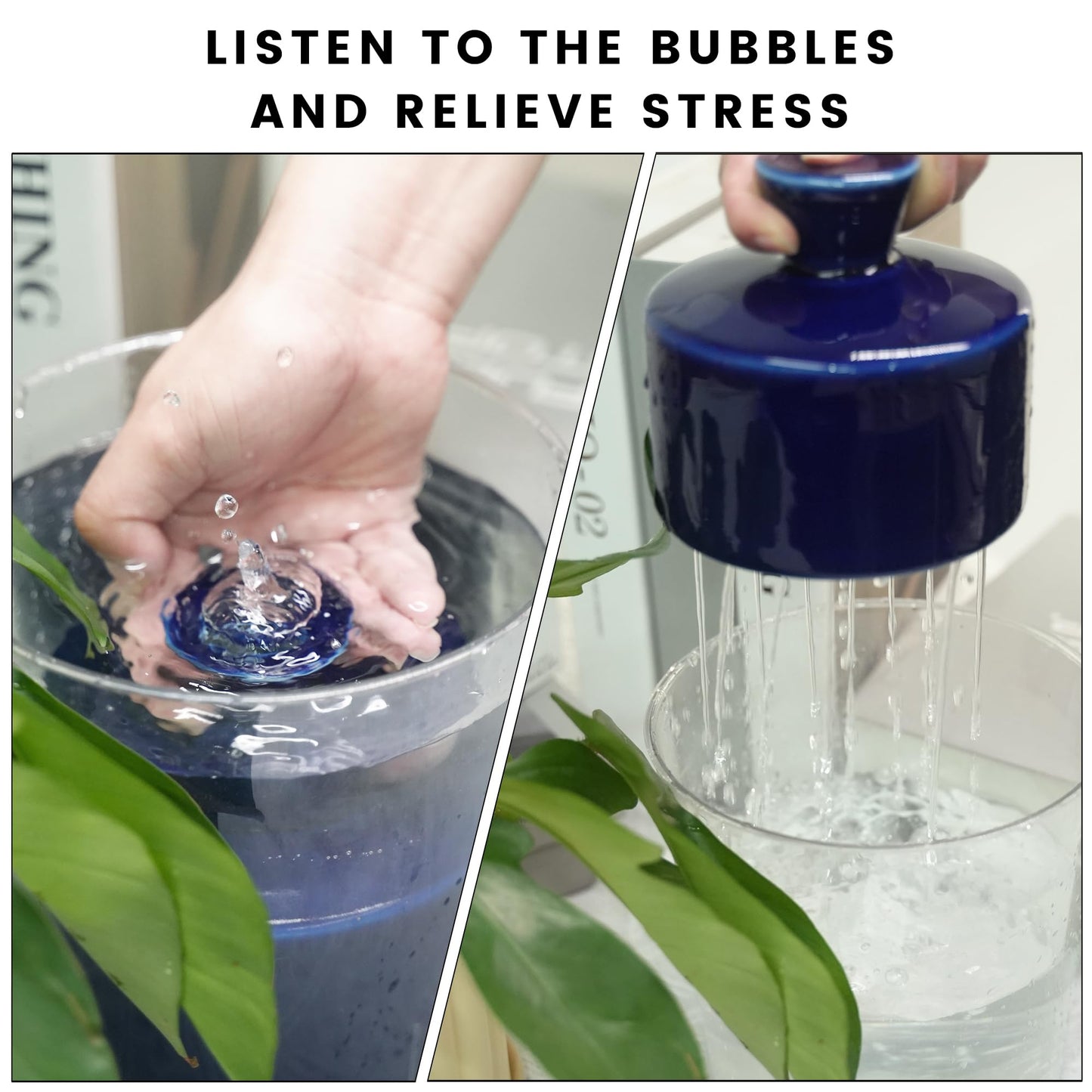 Manykettle Watering Bell Thumb Pot Thumb Watering Cans Ornamental Plant Thumb Watering Hand-Painted Ceramic vase Ceramic Watering Bell Decor Indoor Outdoor House Warming Gifts(Deep Blue 19 fl oz)