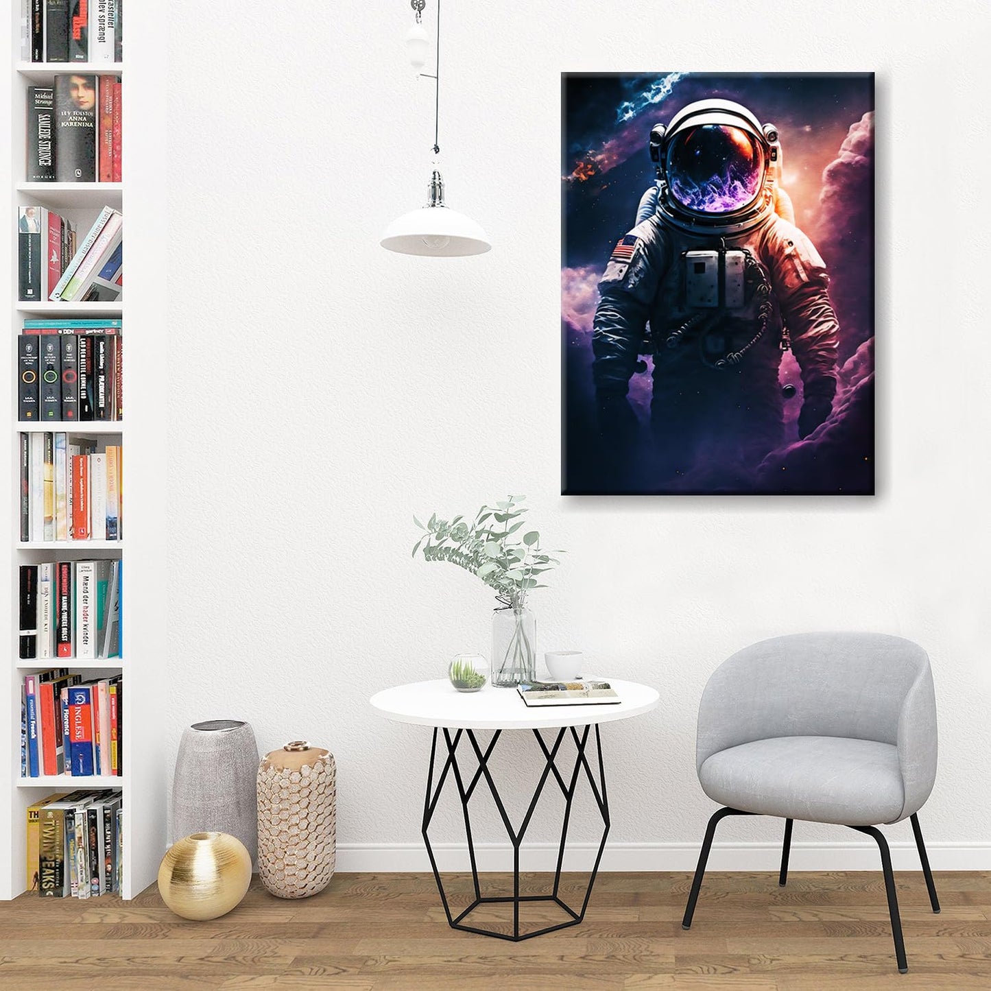 Framed Astronaut Wall Art Space Pop Culture Graffiti Street Art Painting Pictures Wall Decor Canvas Prints Modern Gifts For Man Artwork Space Boys Room Home Decor For Bedroom Living Room Office