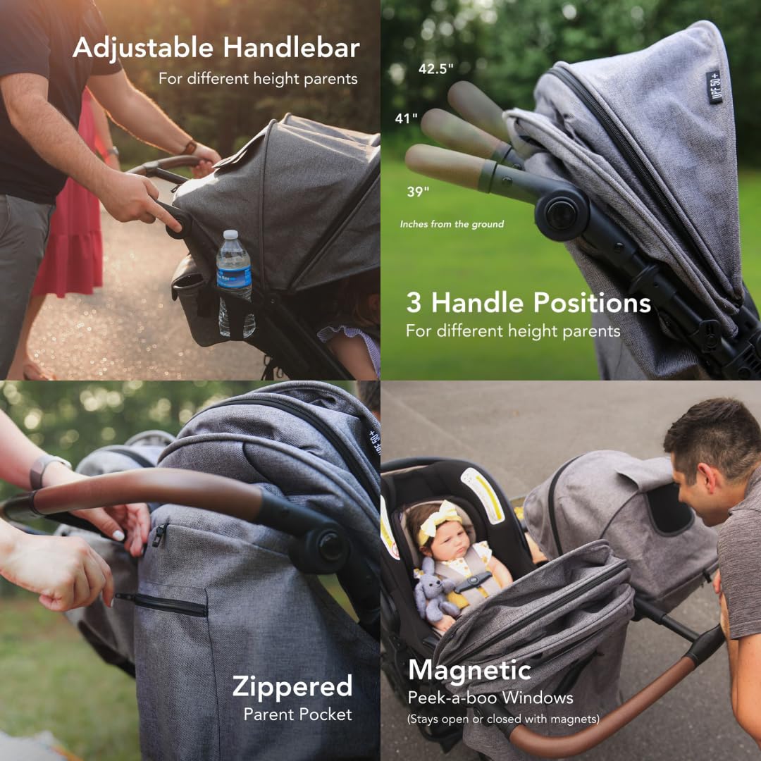 Strolee Lightweight Double Side by Side Stroller - 22 Lbs, 9.5" Compact Fold, Twin Nap Ready Seating, No Rethread Harness, Magnetic Buckle & Ultra Plush Seat 60Lb Per Seat- (v2 Fawn)