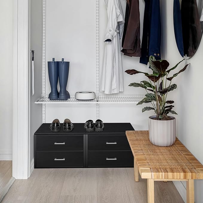 BOLUO Stackable Storage Drawers Closet Organizers and Storage Fabric 2 Drawer Dresser for Bedroom Office Black Modern