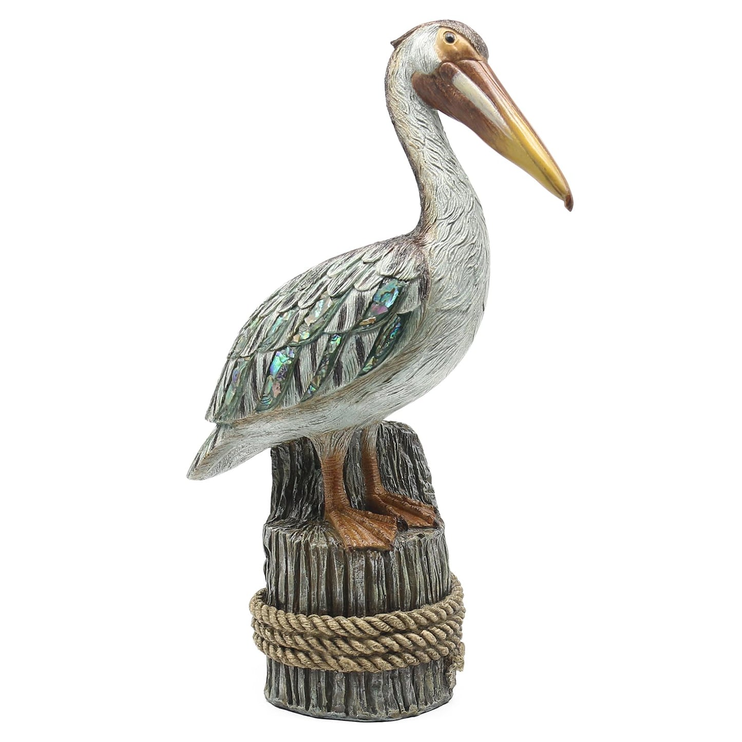 Lukitas Standing Pelican Statue and Sculpture Decor, Nautical Coastal Beach Bird Figurine, Creative Decorative Ornament for Home Garden Yard Lawn Outdoor, Resin 14''