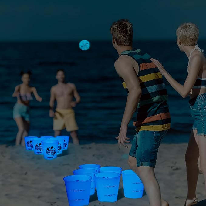 ropoda Giant Yard Pong,Yard Games with Durable Buckets and Balls, Outdoor Game with Carry Bag for The Beach,Lawn, Great Gift Choice for Families（Blue）