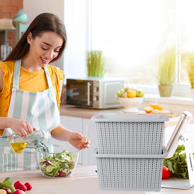 Onion and Potato Storage Baskets,Stackable Plastic Pantry Bins with Lids,BPA-Free, Multifunctional Organizers for Kitchen, Countertop, and More Vegetable Storage Pantry Baskets Organization