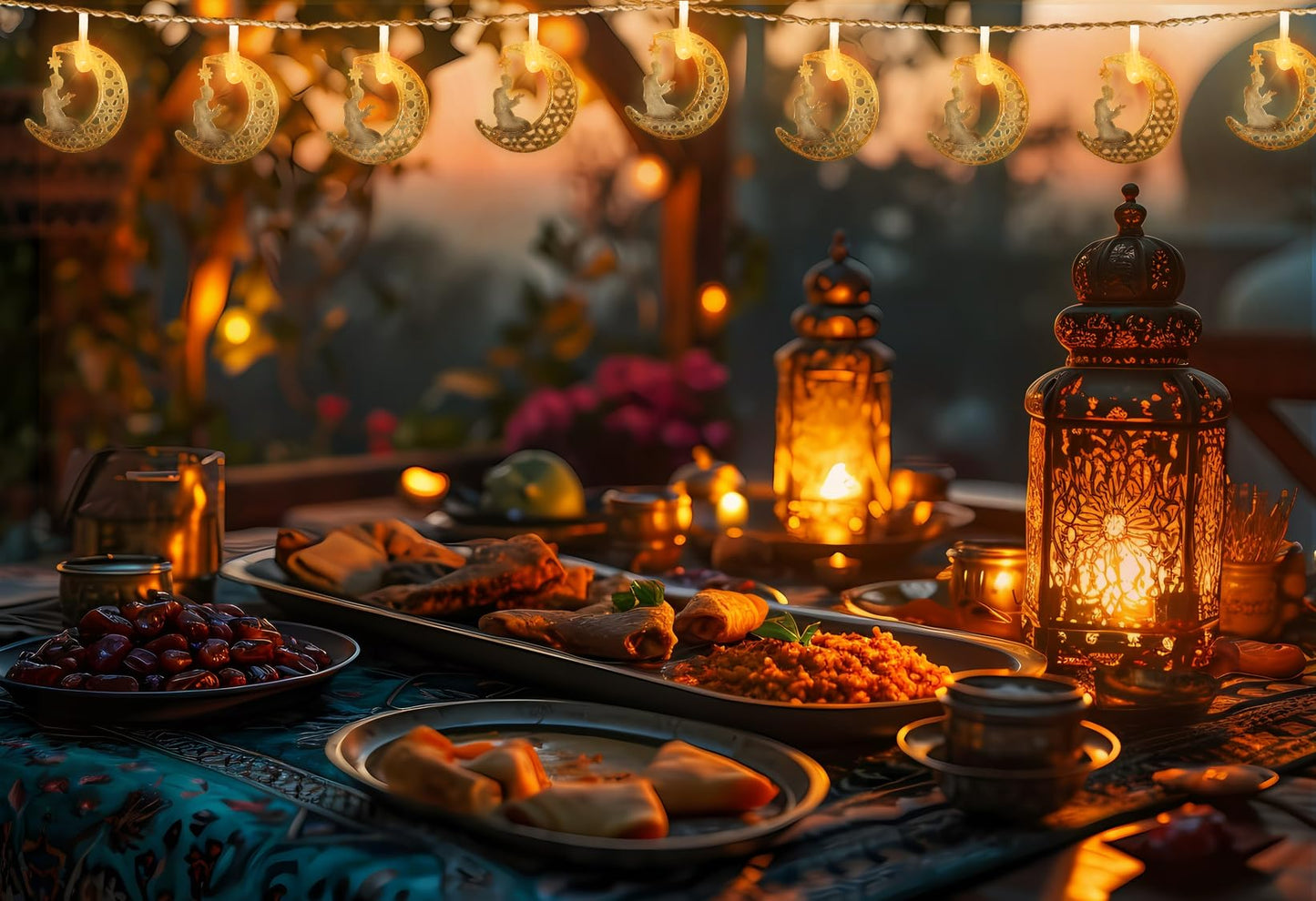 Hying Eid String Lights - Star Castle Ramadan Fairy Lights, 9.8Ft LED Battery Operated Hanging Lanterns for Home Eid Mubarak Decorations