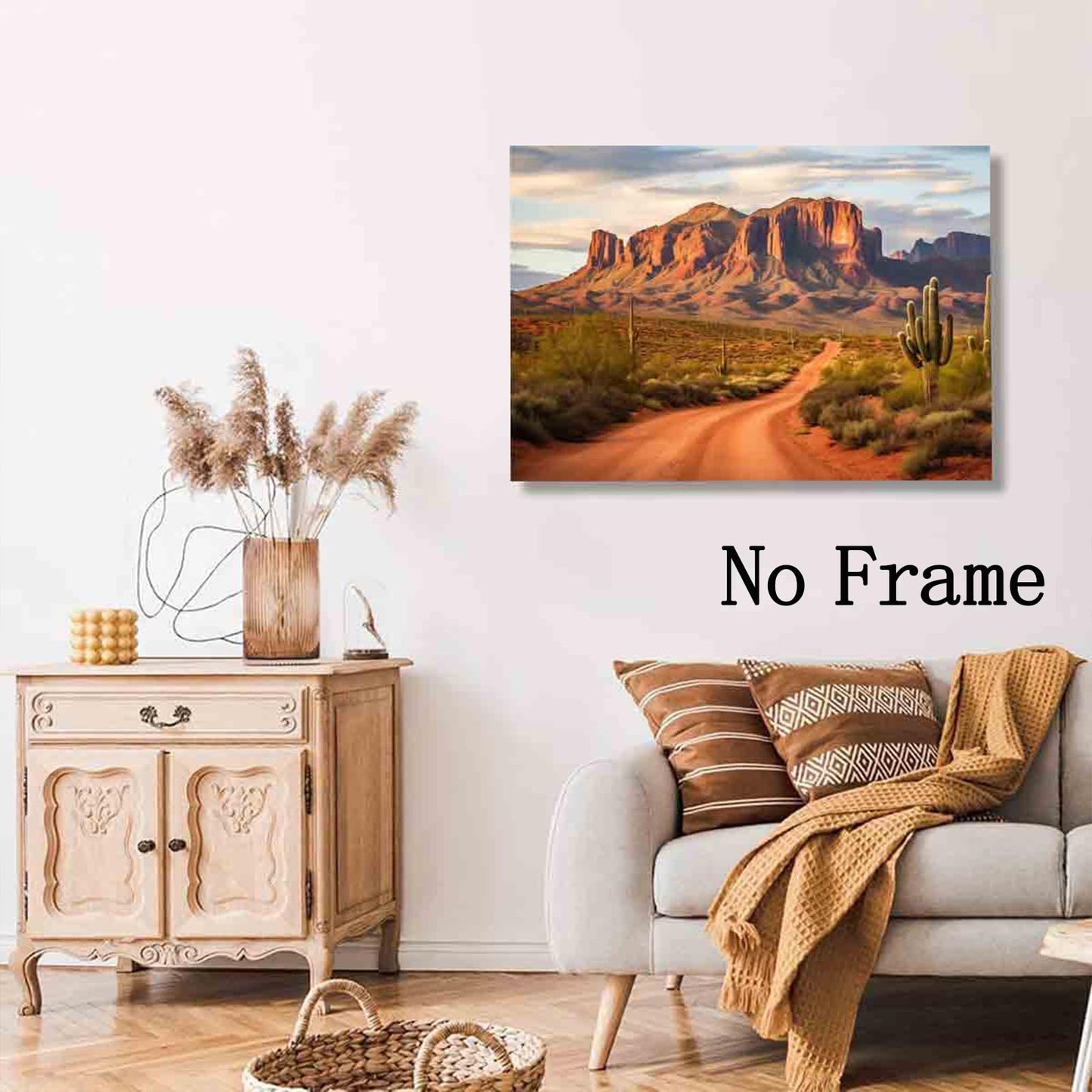 Desert Landscape Canvas Wall Art Western Print Desert Botanical Wall Art Mountain Desert Plant Pictures Cactus Landscape Poster Western Desert Painting Abstract Cactus Artwork Room 16x24inch No Frame