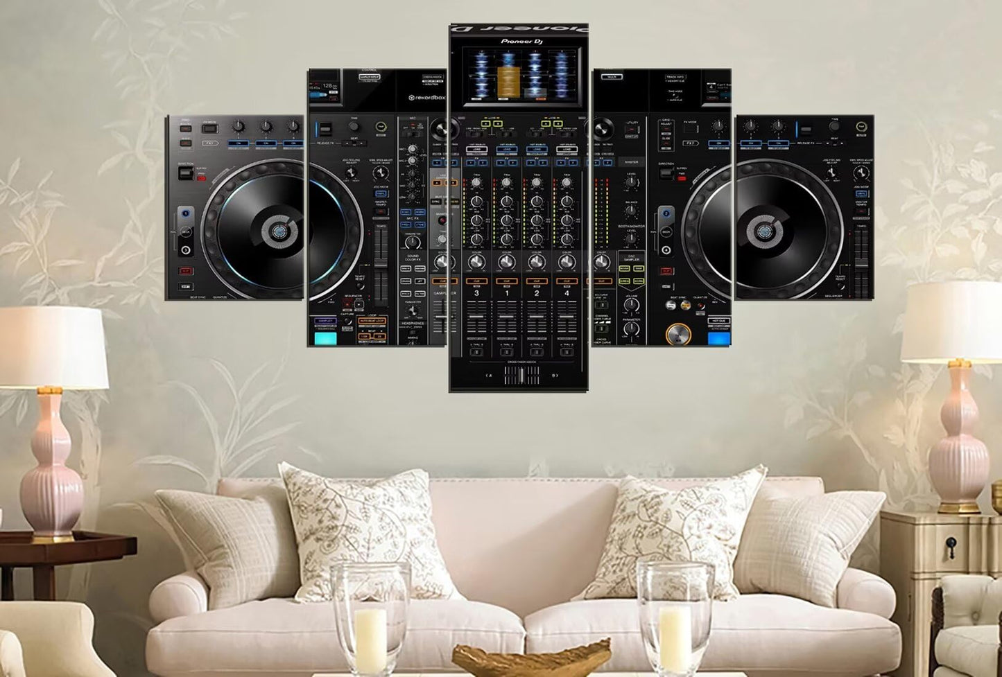 Wall HDQ Music Canvas Wall Art 5 Piece Audio Pictures DJ Wall Decor Musical Equipment Print Painting for Music room Recording Studio Living Room Bedroom Decor Gifts for Musician (50" Wx24 H)