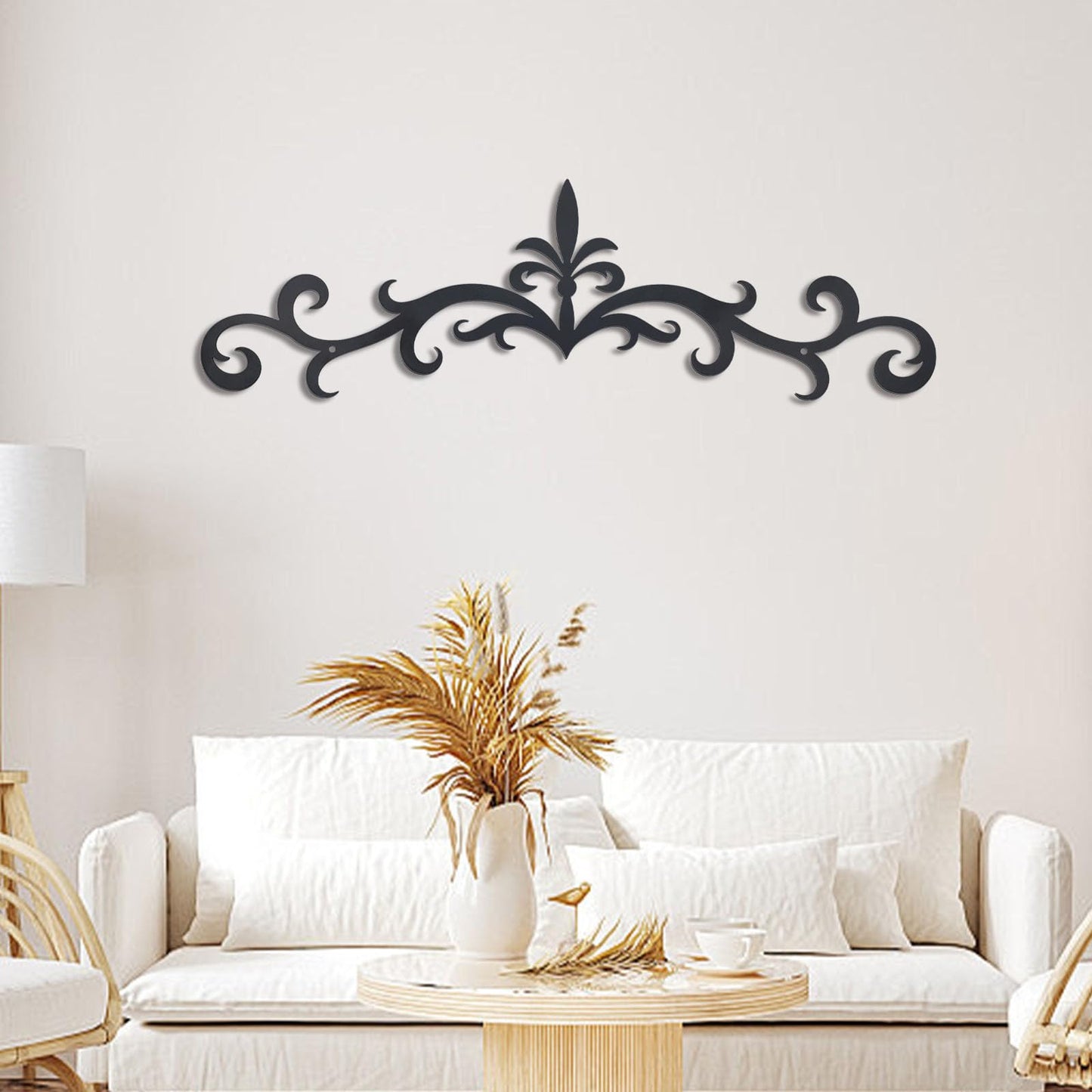 OYEFLY Metal Scroll Wall Art Decor,Rustic Iron Wall Medallion (style 1)